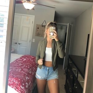 Olive green bomber jacket